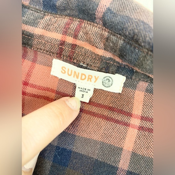 Sundry Flannel Button Down Plaid Top - Picture 7 of 11
